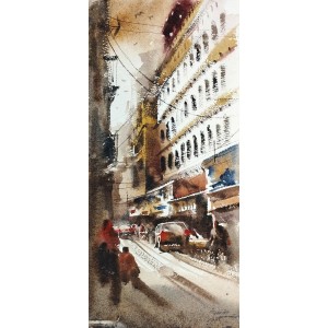 Farrukh Naseem, 10 x 22 Inch, Watercolor On Paper, Cityscape Painting,AC-FN-075